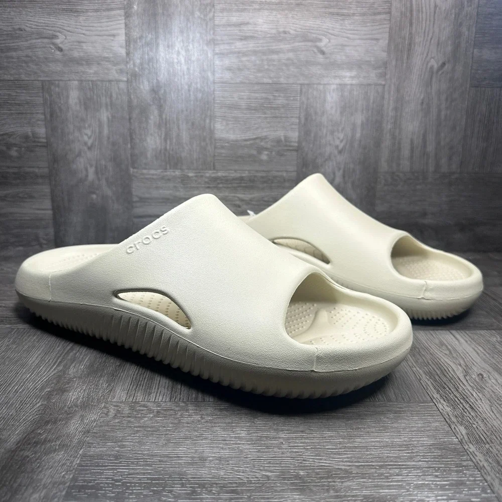 Crocs Mellow Recovery Slide Mens 13 Bone Off-White Comfort Foam NEW